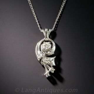 Small Vintage White Gold Diamond Pendant