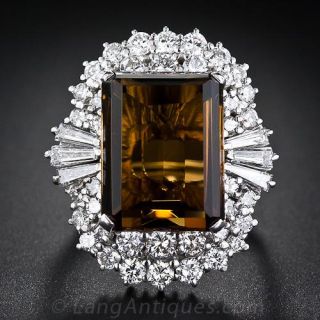 Smoky Quartz and Diamond Cocktail Ring
