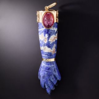 Sodalite, Topaz, and Pink Tourmaline Figa Necklace - 1