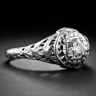 Solitaire Filigree Engagement Ring