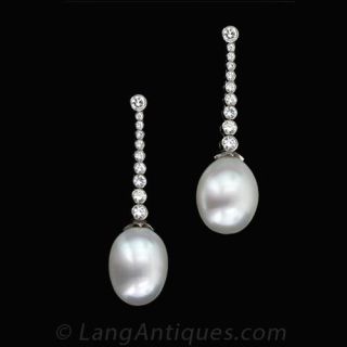 South Sea Pearl and Diamond Earrings
