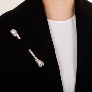 South Sea Pearl and Diamond Jabot Pin