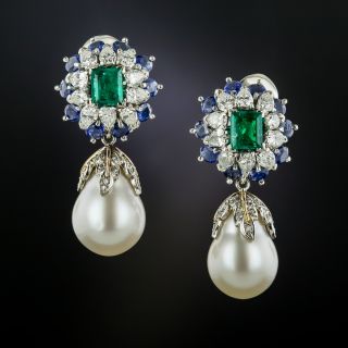 South Sea Pearl Drops with Emerald