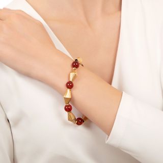 Spanish 18K Carnelian Bead Bracelet