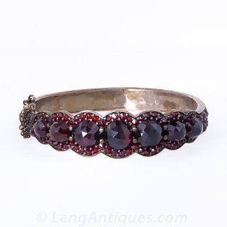Spectacular Bohemian Garnet Bangle Bracelet