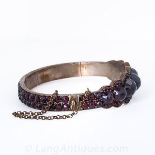 Spectacular Bohemian Garnet Bangle Bracelet