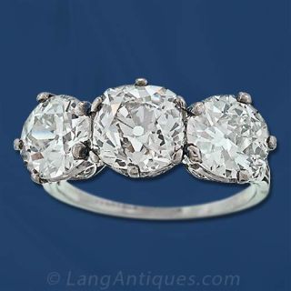 Spectacular Edwardian Tiffany   Co. 3-Stone Diamond Ring - 1