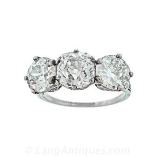 Spectacular Edwardian Tiffany   Co. 3-Stone Diamond Ring