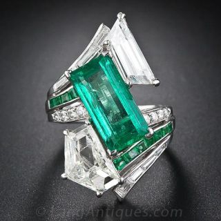 Spectacular Estate Emerald and Diamond Ring