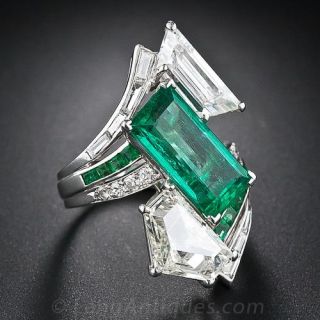 Spectacular Estate Emerald and Diamond Ring