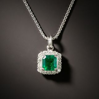 Square .63 Carat Emerald and Diamond Drop - 3
