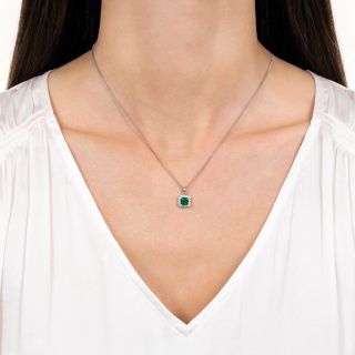 Square .63 Carat Emerald and Diamond Drop