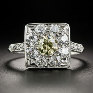 Square Art Deco Diamond Dinner Ring