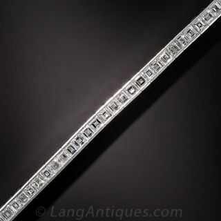 Square-Cut Diamond and Platinum Line Bracelet