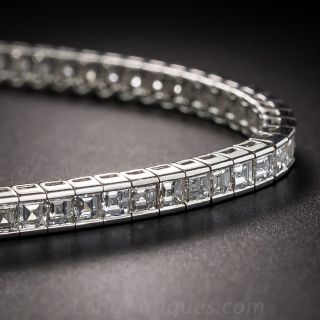 Square-Cut Diamond and Platinum Line Bracelet