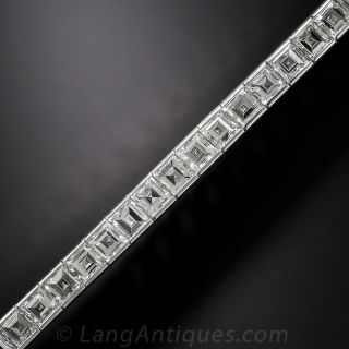 Square-Cut Diamond and Platinum Straight Line Bracelet