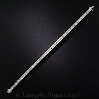 Square-Cut Diamond and Platinum Straight Line Bracelet