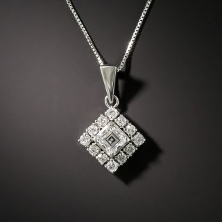 Square-Cut Diamond Platinum Drop - 1