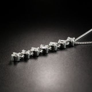 Square Diamond Platinum Drop Necklace