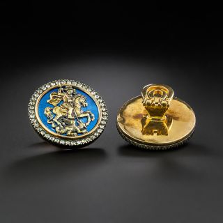 St. George And Dragon Russian Enamel and Diamond Cufflinks