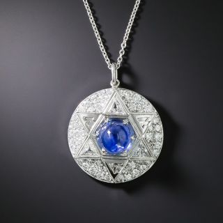 Star Of David 2.29 Carat Sapphire and Diamond Pendant, c. 1950s - 6