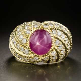 Star Ruby Pavé Diamond Ring - 1
