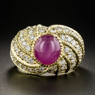 Star Ruby Pavé Diamond Ring