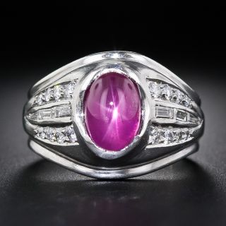 Star Ruby, Platinum and Diamond Ring - 6