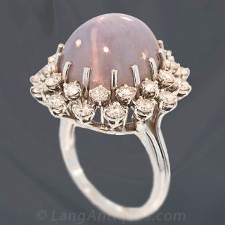 Star Sapphire and Diamond Ring
