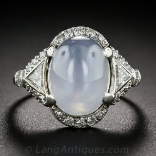 Star Sapphire, Platinum and Diamond Art Deco Ring