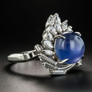 Star Sapphire Platinum Diamond Cocktail Ring