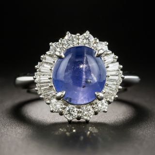 Star Sapphire Platinum Diamond Ring - 1