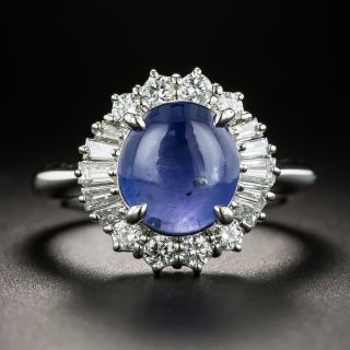 Star Sapphire Platinum Diamond Ring