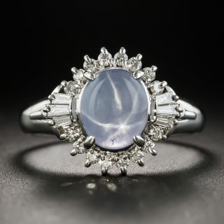 Star Sapphire Platinum Diamond Ring - 1