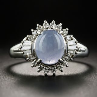 Star Sapphire Platinum Diamond Ring
