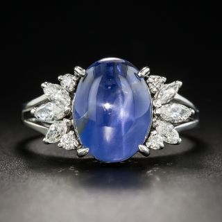 Star Sapphire Platinum Diamond Ring