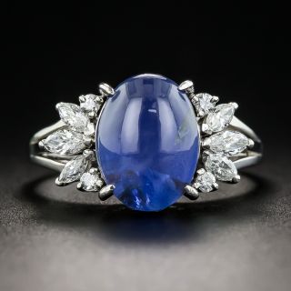 Star Sapphire Platinum Diamond Ring