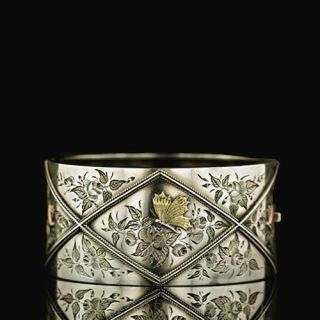 Sterling-Butterfly-Motif-Cuff-Bracelet--Circa-1900-Main-View