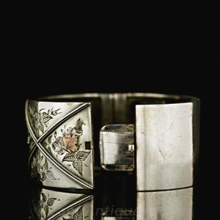 Sterling Butterfly Motif Cuff Bracelet, Circa 1900