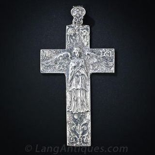 Sterling Silver Cross Pendant with Angel 