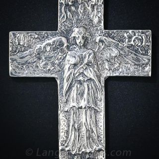 Sterling Silver Cross Pendant with Angel 