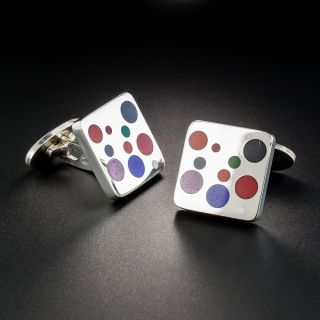 Sterling Silver Enamel Georg Jensen Cufflinks 