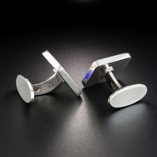Sterling Silver Enamel Georg Jensen Cufflinks 