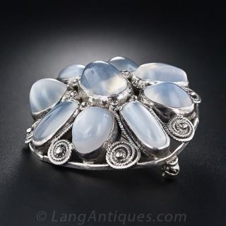 Sterling Silver Moonstone Brooch