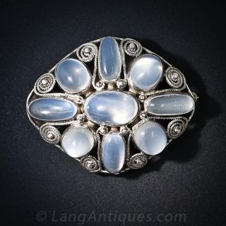 Sterling Silver Moonstone Brooch