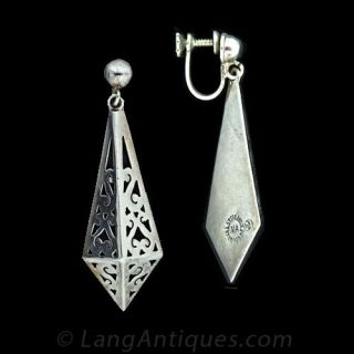 Sterling Silver Taxco Clip Earrings