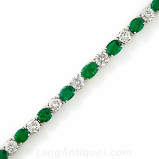 Straight Line Emerald and Diamond Bracelet