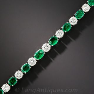 Straight Line Emerald and Diamond Bracelet