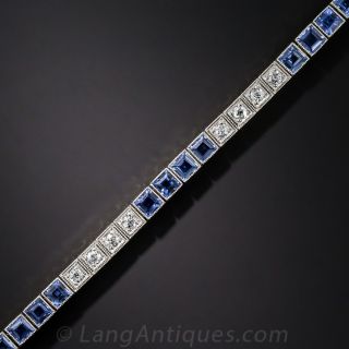 Straight Line Sapphire and Diamond Bracelet by Allsopp Bros. - 1