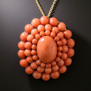 Victorian Coral Cluster Pendant/Brooch - 1